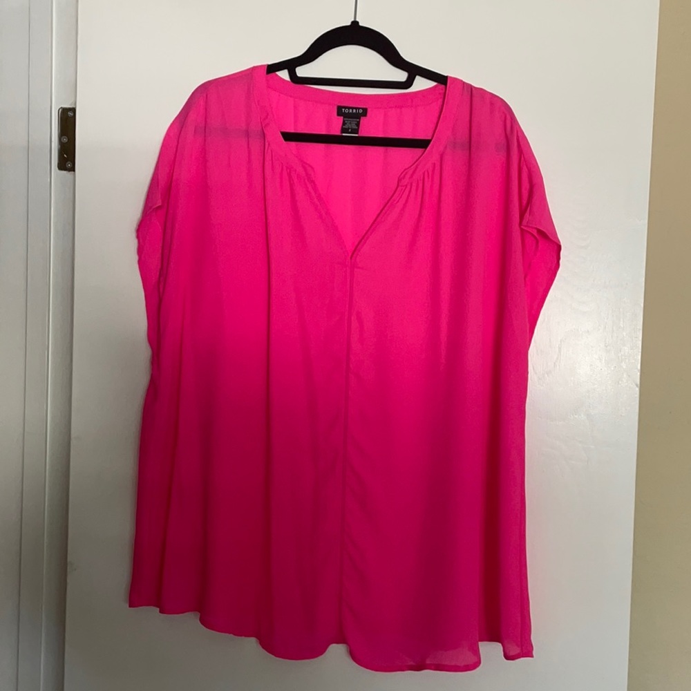 Torrid bright pink cap short sleeve top